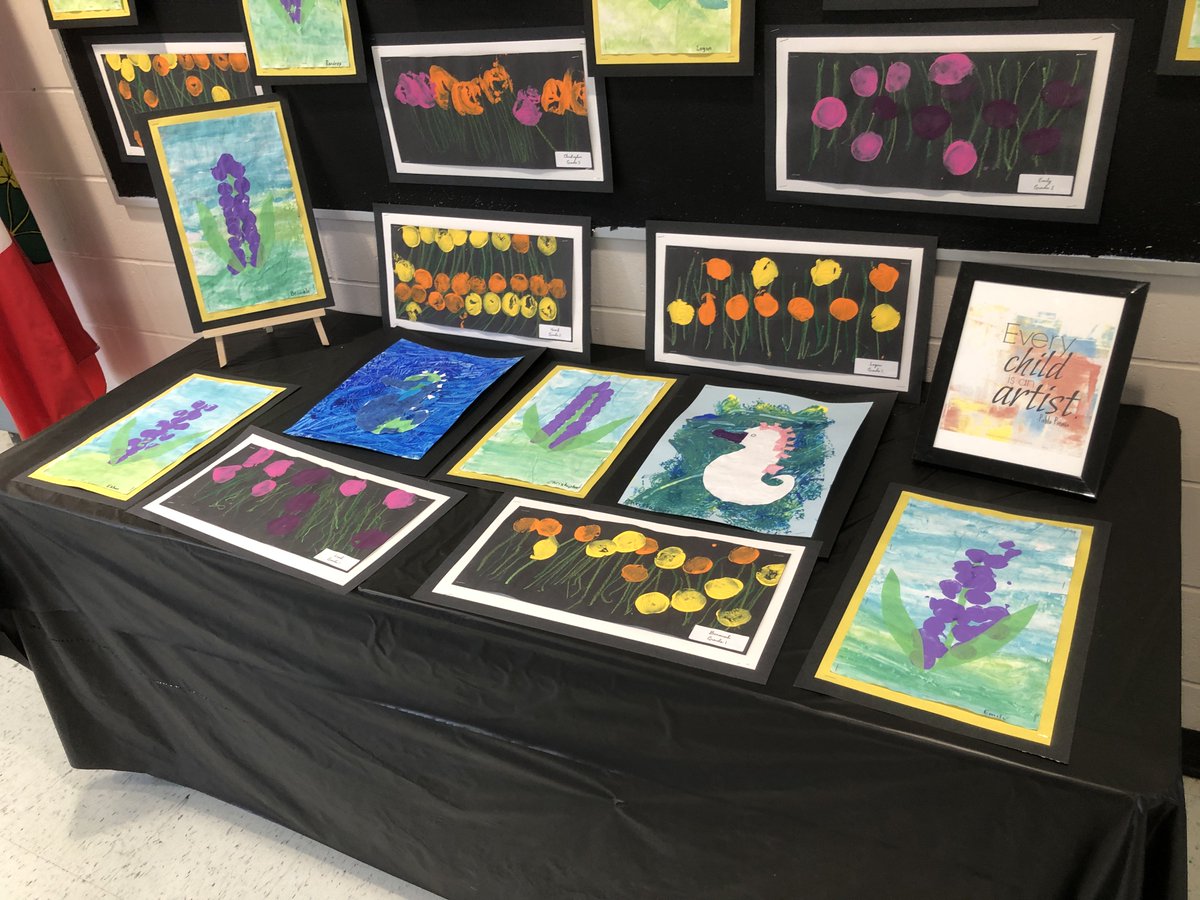 PeterGamwell's tweet photo. @63Bluegrass transform their foyer into a stunning art gallery #remarkableeducators profiling the works of their young artists #learning #leadership #creativity #belonging @EdChatEU #edchat @ETFOeducators @OPCouncil #MakingtheExtraordinaryHappen https://t.co/vf7QeLoOfx