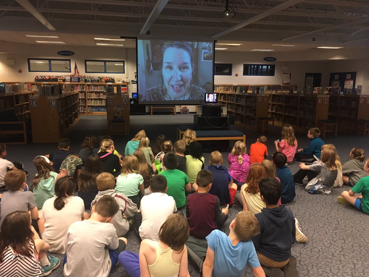 BiblioteCarla's tweet photo. Thank you @maryamato for your fun filled and inspiring Skype with our 3rd graders! You rock writing and music! #ourteacherisavampire #pleasewriteinthisbook https://t.co/w4kzHBzRpl