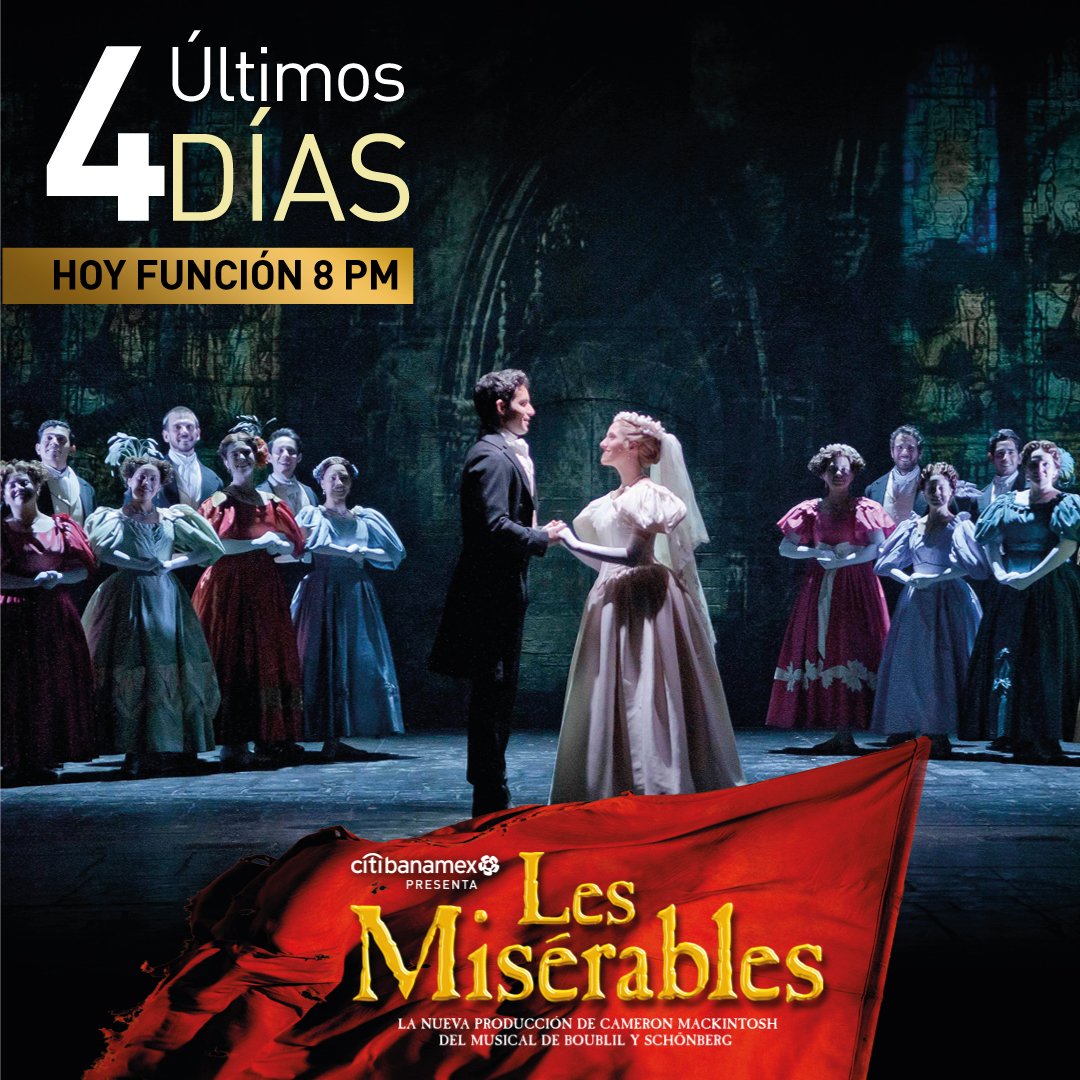 El tiempo no se detiene y falta cada vez menos para que #LosMiserablesMx cierre su telón este domingo 28 de abril. 
¡No te quedes sin verla! Compra tus boletos aquí 👉🏻 bddy.me/2UBG8Uk