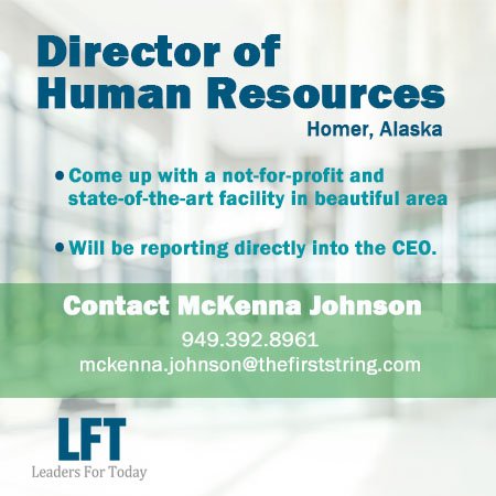 Leaders4Today's tweet photo. We are looking for a Director of Human Resources! Please reach out to McKenna Johnson for more information. #healthcarestaffing #healthcarerecruitment #healthcarejobs #healthcarecareers #alaska #humanresourcesjobs #humanresources https://t.co/XT8JgNL7Vf