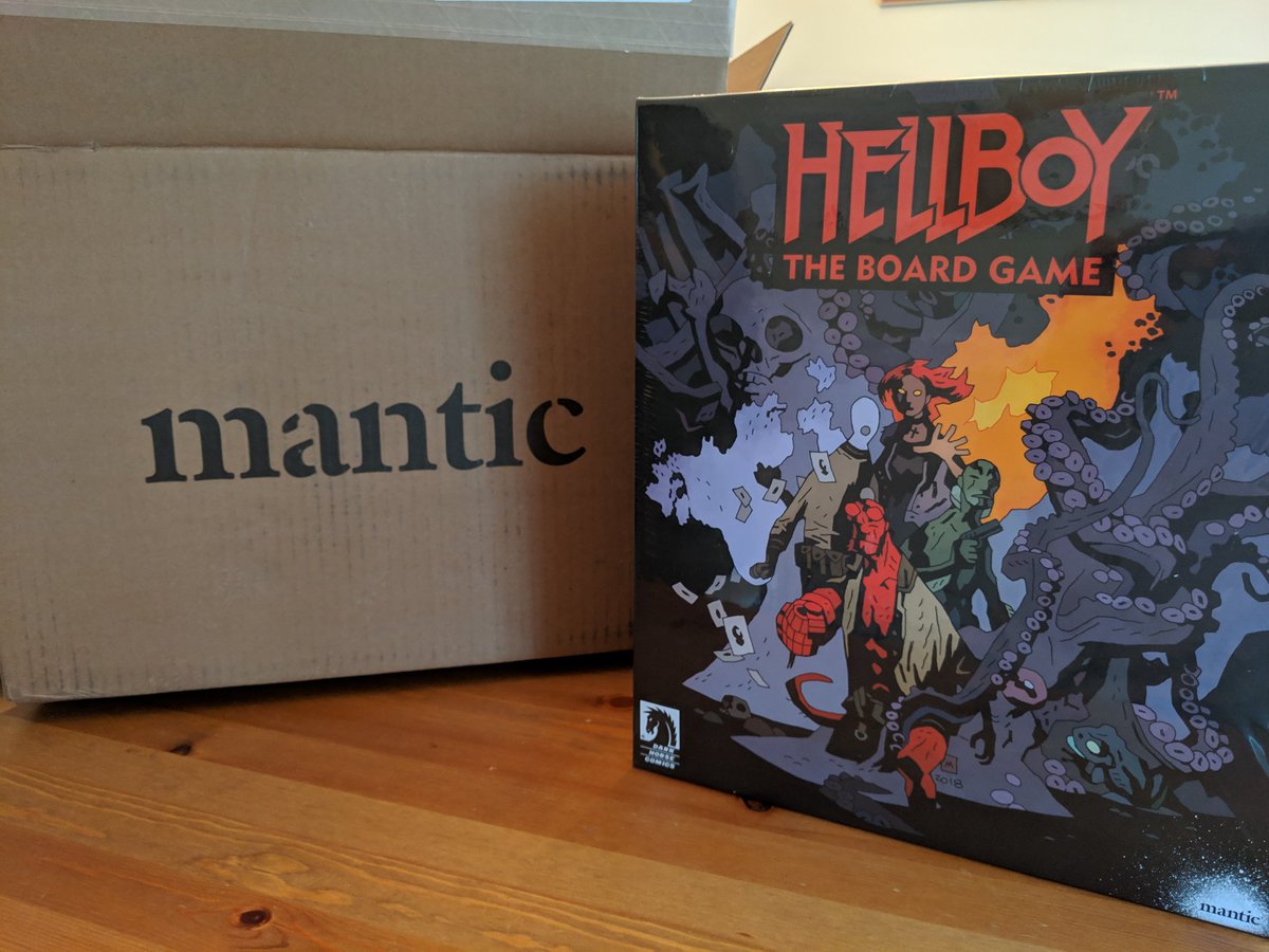 GeeksValhalla's tweet photo. Just got the #hellboy boardgame we backed on @kickstarter in the mail today!! Totally stoked about it, now just need some time to get to play it. Perhaps an unboxing in the future... #darkhorsecomics #manticgames #kickstarter #mikemignola #boardgames #tabletopgames #comics https://t.co/JGjKx1AYo5