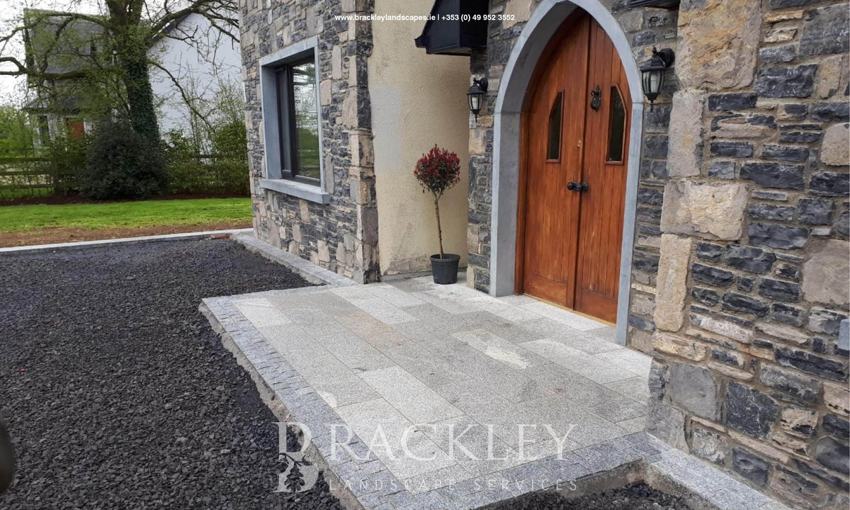Brackleyscapes's tweet photo. A new silver granite entrance really transforms this house! #landscape #garden #design #build https://t.co/MjUk3Jfk6E