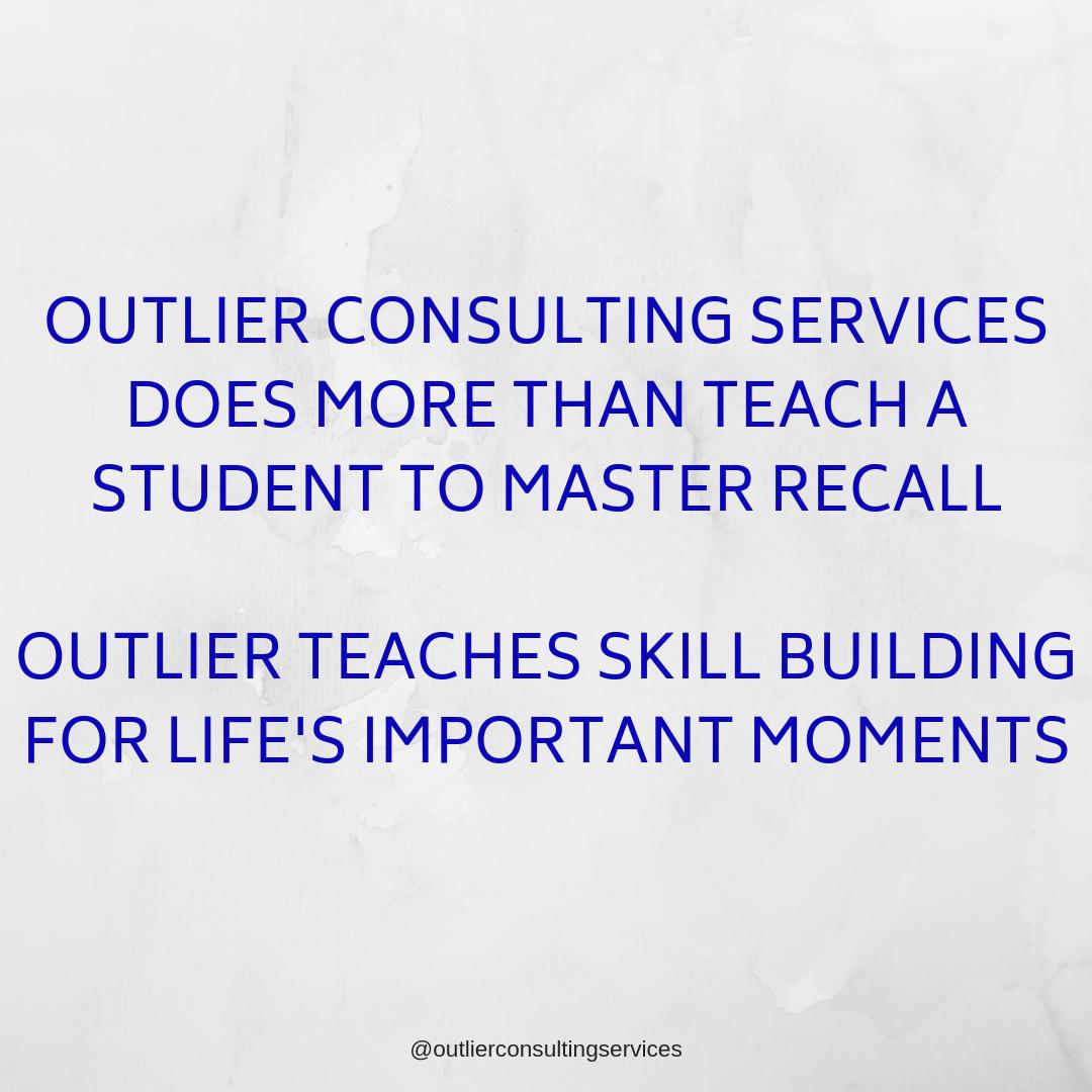 OutlierConsult's tweet photo. We teach skill building for life's biggest moments. Does your test prep do that?

#testprep #beanoutlier #morethancontent #mentalskillsmatter #education #standardizedtesting #act #sat #asvab #gre #gmat #lsat #mcat #nclex https://t.co/DyoeK9bElc