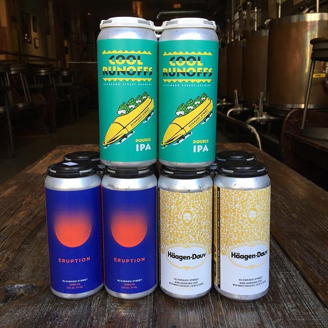 Thursday means @alvaradostreetbrewery cans! We’ve got Cool Runoffs Double IPA, Eruption Hazy Double IPA and Haagen Dauv Nitro Golden Milk Stout with White Chocolate, Cacao and Coffee 🔥🔥🙌🏽 bit.ly/2V1io13