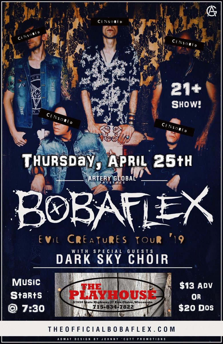 BobaflexWisFans's tweet photo. Tonight in Eau Claire, #Wisconsin! @bobaflex #EvilCreatures https://t.co/thimMionU4