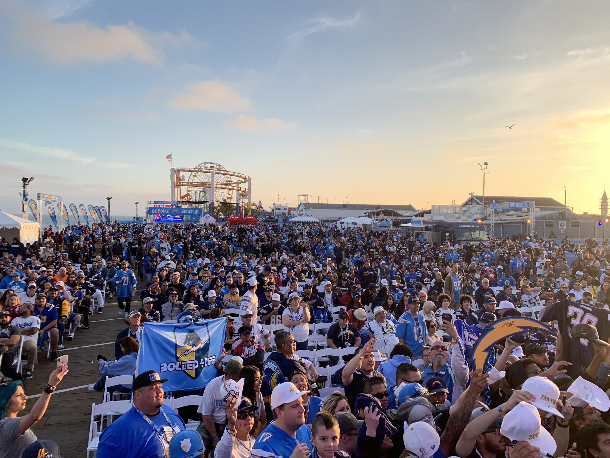 Ashley Brewer Kaminsky on X: 'How incredible is this? The Chargers NFL Draft  party on the Santa Monica Pier  / X