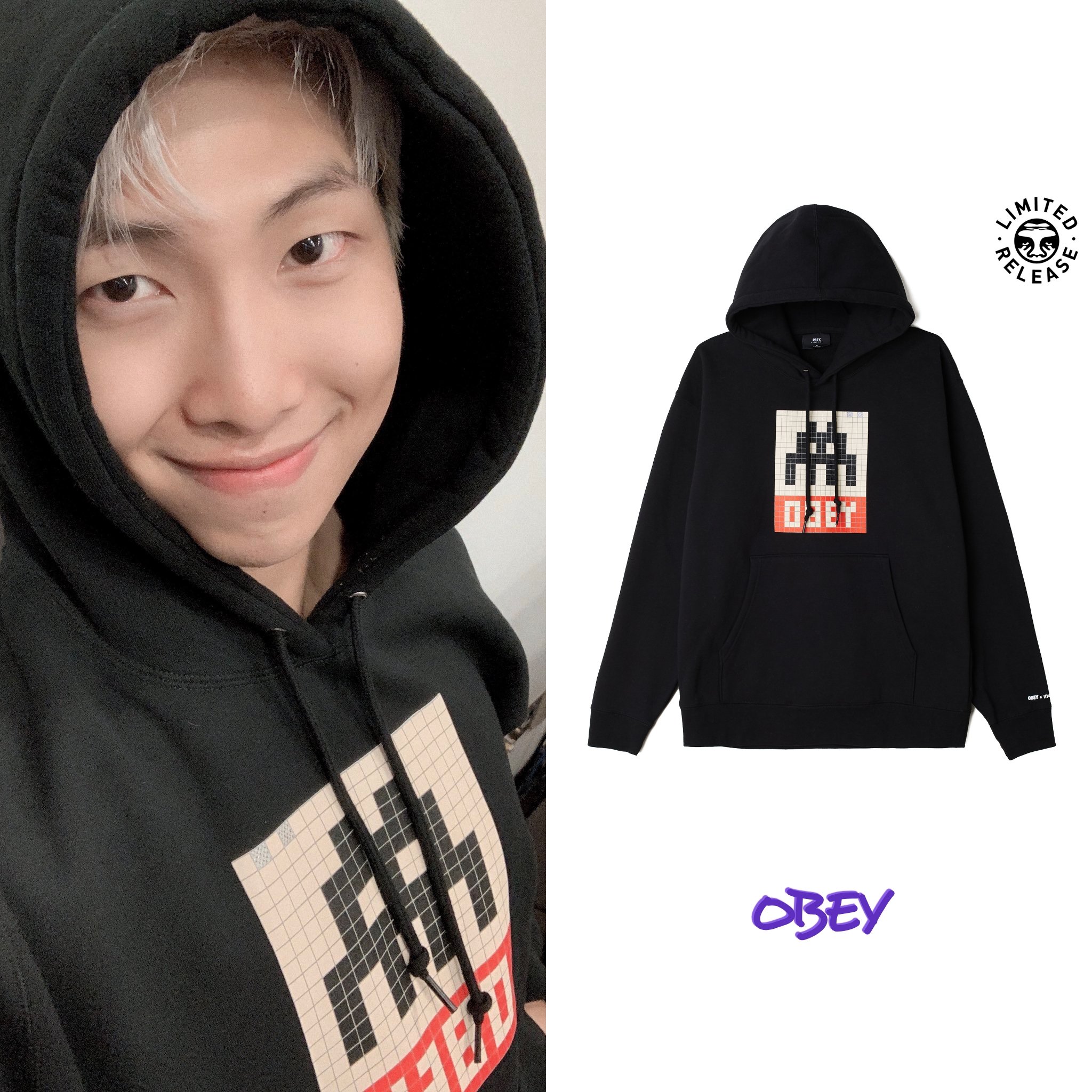 obey x invader hoodie