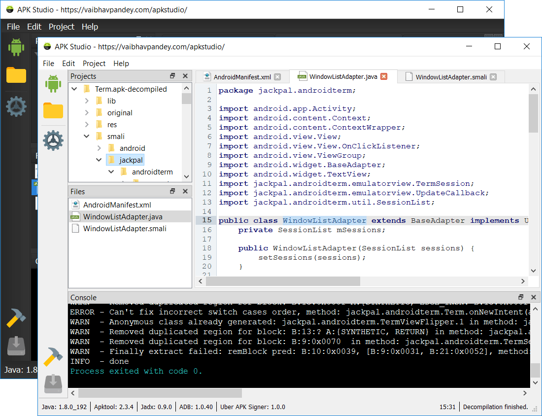 vpzvaibhav's tweet image. Lots of hard-work! Finished brand new version of #ApkStudio with #DarkTheme &amp;amp; #JavaSourceCode support.

#Java #Jadx #ApkTool #Android #ReverseEngineering #Tool #CrossPlatform #Linux #MacOSX #Windows #OpenSource #OSS

github.com/vaibhavpandeyv…