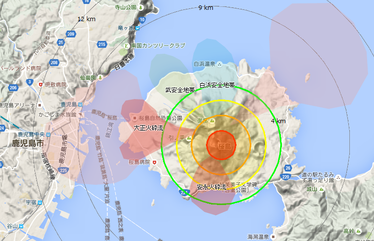 鹿児島市への桜島火砕流の脅威