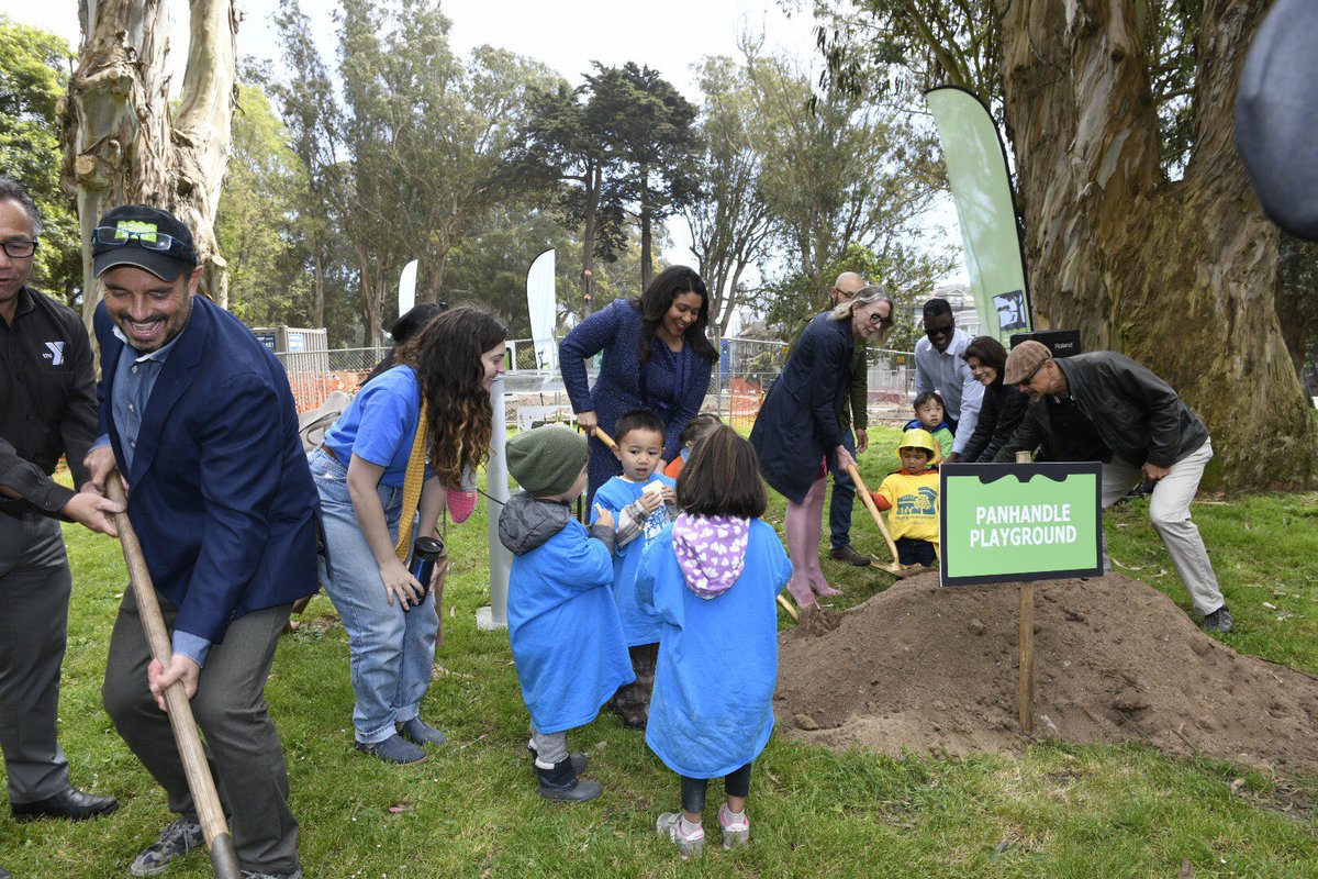This morning, we broke ground on 5 playground renovations as a part of the Let'sPlaySF! campaign! The ceremony, held at the Panhandle Playground, marked the beginning of construction at that site &amp; 4 others: Alice Chalmers, McLaren Park, Merced Heights &amp; Sgt. Macaulay Playground.