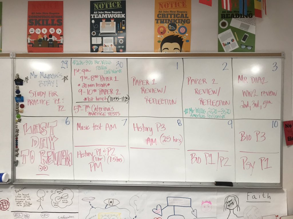 MrsWheatley1's tweet photo. You have crushed Senior #tMHFA Week! Looking forward to Field Day Fri-yay tomorrow! Here’s your plan for next week in History class to finish strong for exams. Plan on being to school by 7:10am Tues 4/30 for practice exams. Doors will lock at 7:15am. @MrMagness @VHSIB #nomakeups https://t.co/xTSrBSpwga