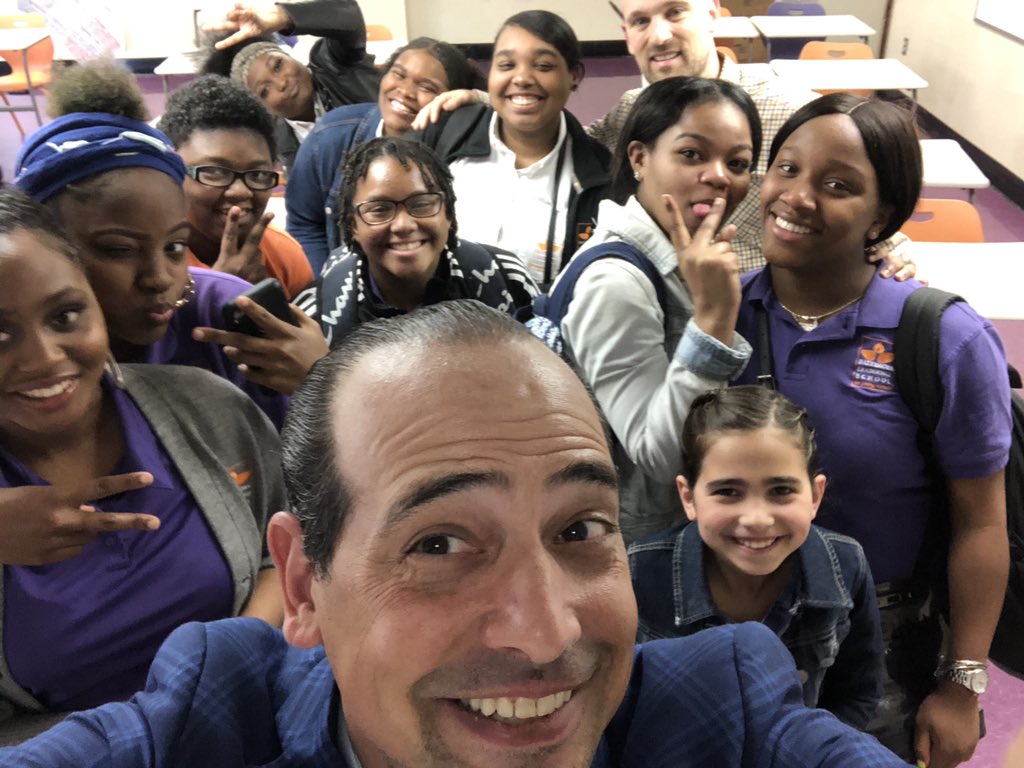 SpencerGLevy's tweet photo. Great day at @BLSYWgirls for my annual economics class!  They liked the discussion of “why Millenials are just young human beings...but now getting older,” how to avoid a debt trap, and appreciated the the other young lady in the picture, my daughter Rose and slide flipper! https://t.co/3foNzJFiDs