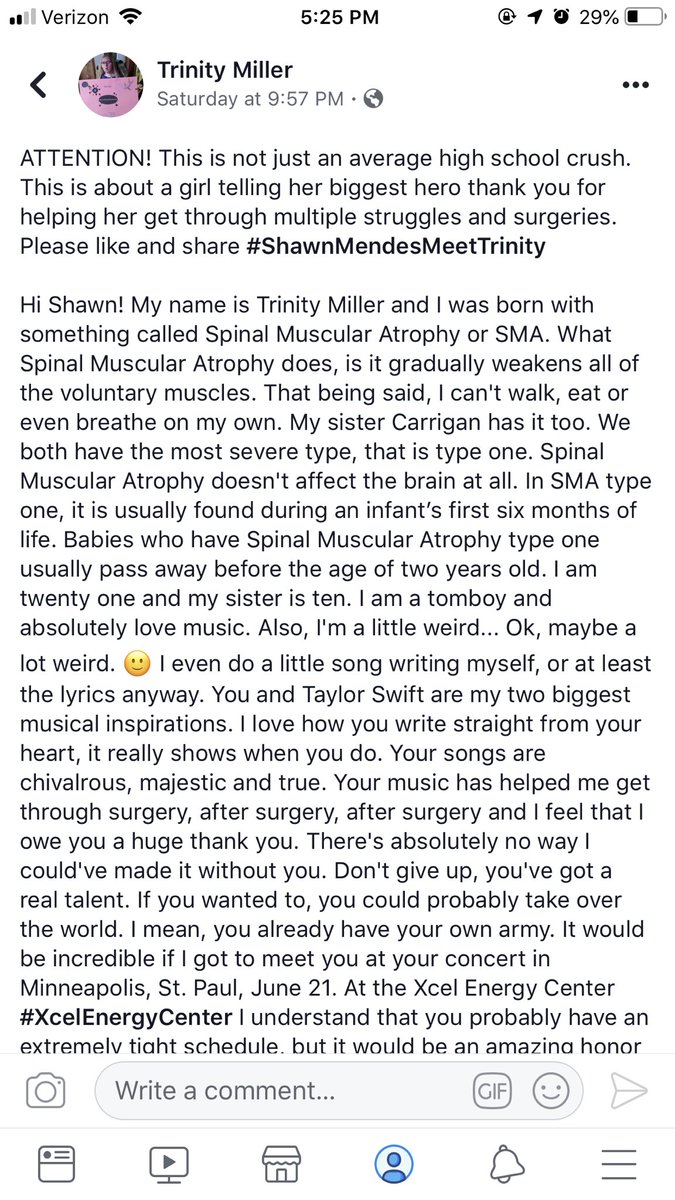 16Rigge's tweet photo. #ShawnMendesMeetTrinity

TWITTER meet Trinity &amp; DO UR THING

Like she said in her post she can’t BREATHE on her own- but she used Microsoft Paint with her ONE finger to recreate his tattoos on the poster! He is an inspiration to her and she is mine. https://t.co/W0ho1eRlpQ