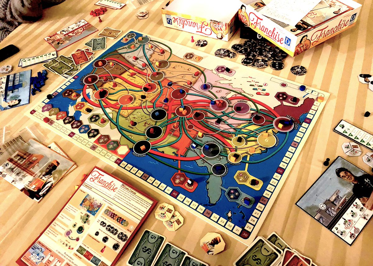 MeepleMaven's tweet photo. 4p #Franchise (aka #MedievalMerchant+) sets up, teaches, and plays relatively quickly. #RouteBuilding #AreaControl #BoardGame. https://t.co/QBq5TFAPVh