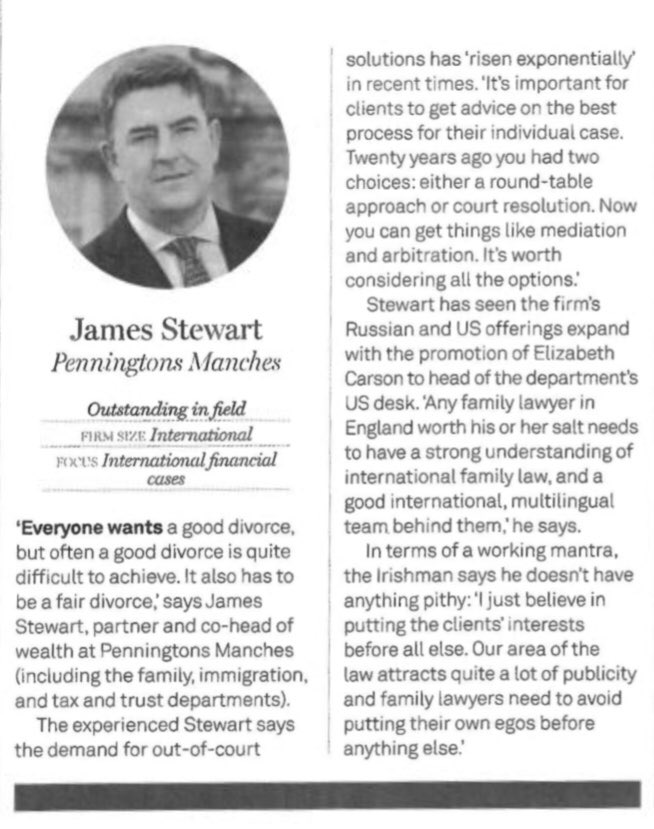JamesStewartEC2's tweet photo. Happy to have made the “top 15” in @SpearsMagazine #FamilyLaw Index. Particularly pleased that most of those listed are @IAFL_FamLaw, a testament to an organisation which is dedicated to excellence in the practise of international family law.  #IAFL #SpearsIndex https://t.co/lv8qAzgPKu