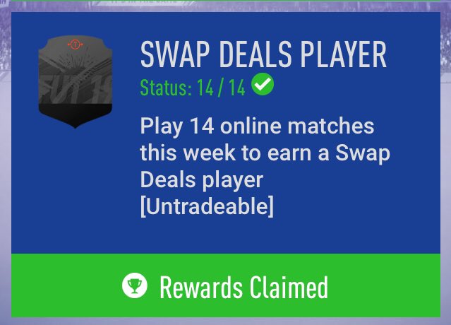 TheGreatFutsby's tweet photo. Don’t forget to do the new Swap SBC and the 3 Swap objectives until tomorrow.
I also collected 2 new #SBCfodder players. 😄
The last Swap item is available through SB. You have to finish at least S3 to earn your Base Icon Pack on monday. 13/14! So close! 😍 https://t.co/zEv0T1RM6l