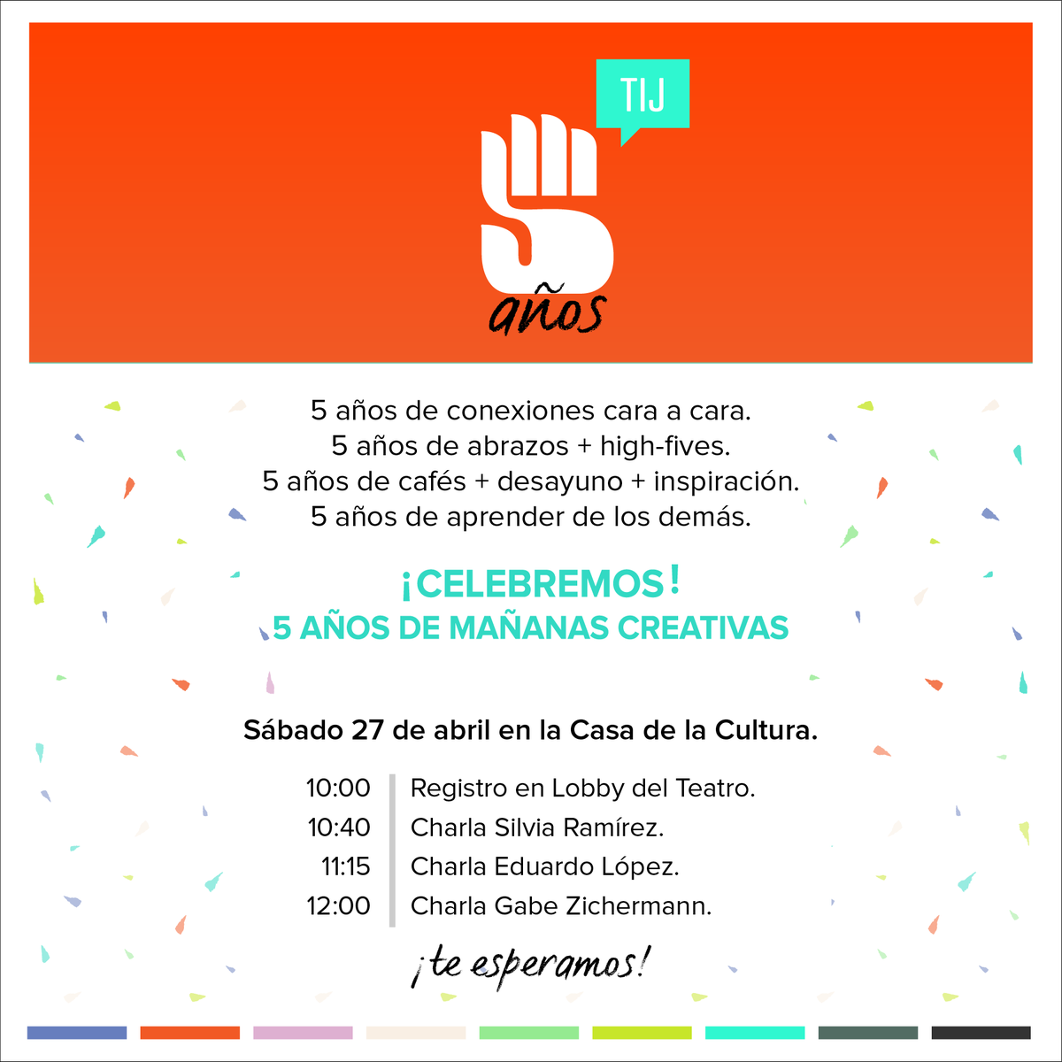 Tijuana_CM's tweet photo. Psst… psst… 🌈
Celebremos 5 años de generosidad, la valentía y trabajo en equipo. 🖐
Nos vemos este sábado, en punto de las 10:00 am, para hablar sobre #CMinclusive con tres speakers de lujo. 

📍 Consigue tu entrada aquí:: https://t.co/DMes1GPuik 
#BreakfastPartner #DameEsos5 https://t.co/Y2pImvN2Sm