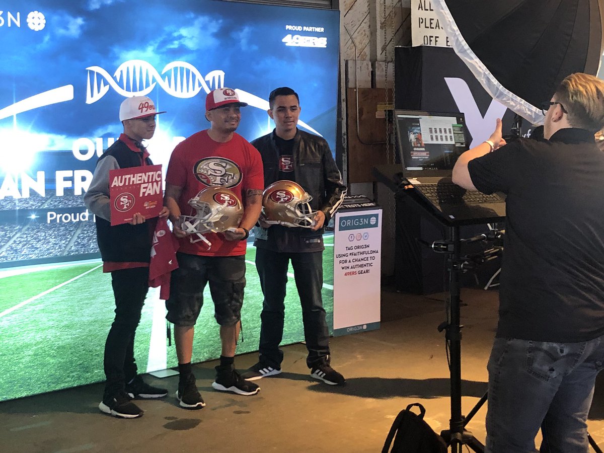 Orig3n's tweet photo. We are at the @49ers #DraftParty! 🏈come by and take your free photo and receive a free DNA test! 
#Orig3n #FaithfulDNA https://t.co/5ijF5r8pR5