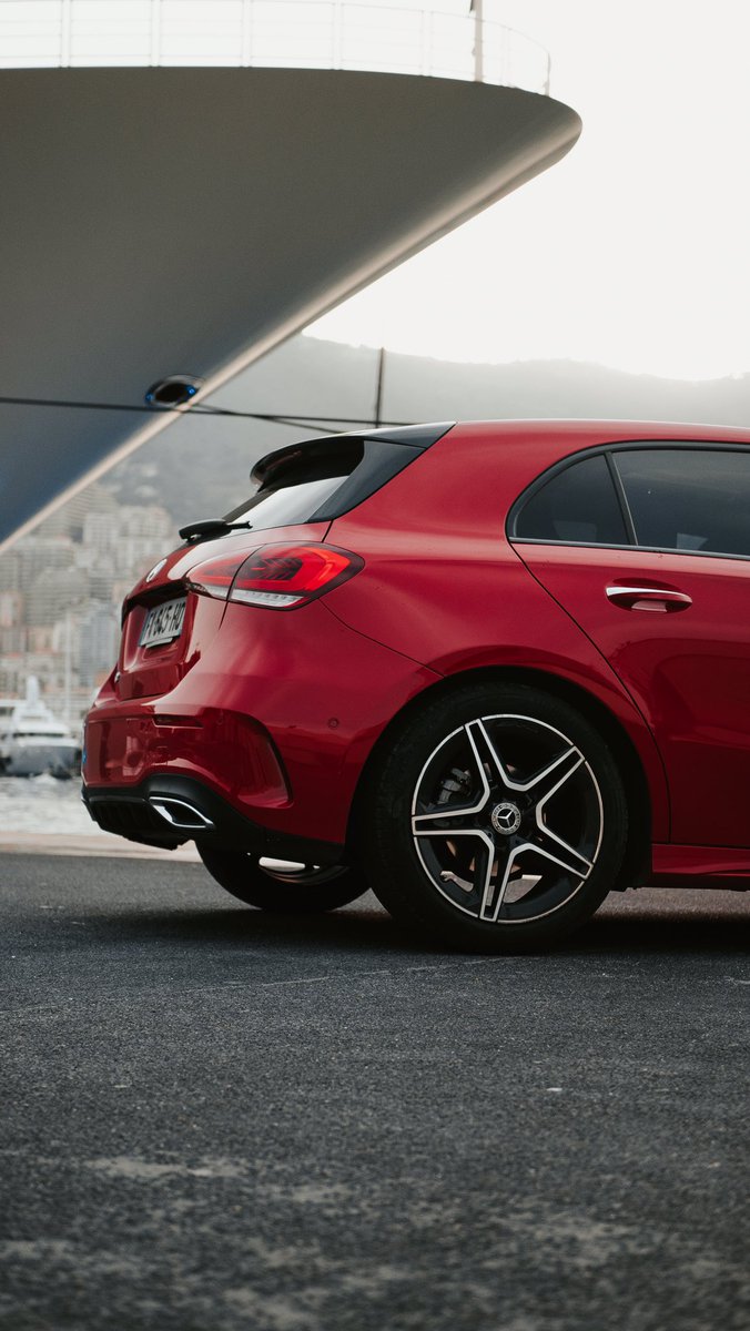 cavmedia's tweet photo. Found the all new A-Class in Monaco  harbor. This car is gorgeous. 

#Mercedesbenz
#Aclass
#AMG https://t.co/mWhtGfKR0B