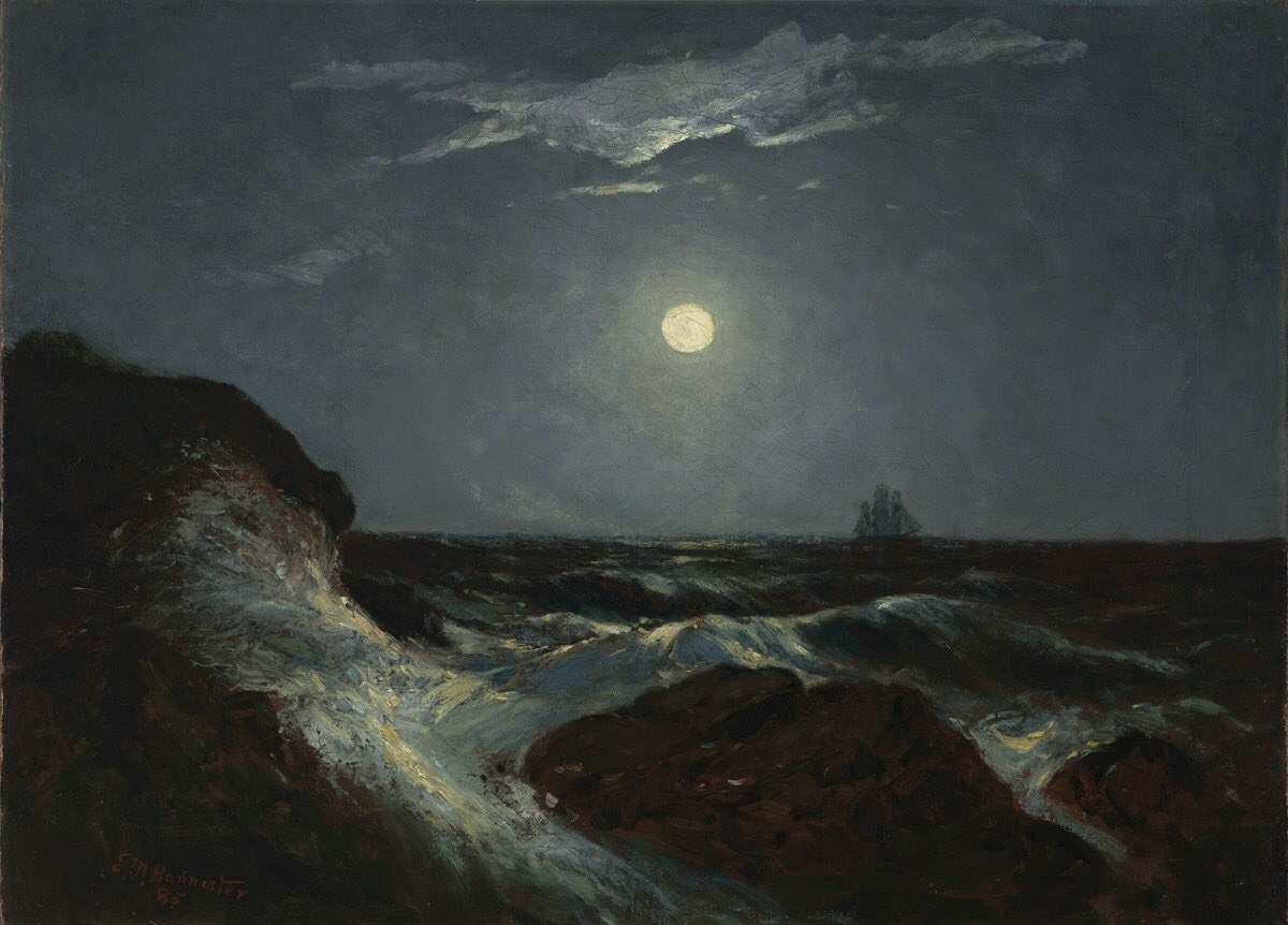 masha_tee's tweet photo. Turbulent ocean
Only the moon knows how to
Stay above the fray
#nationalpoetrymonth #haiku
Thank you to @vmfa for this beautiful loan to @HudsonRivMuseum #ColoroftheMoon exhibition. #EdwardBannister, “Moonlight Marine," 1885. https://t.co/X0YBskEoKs