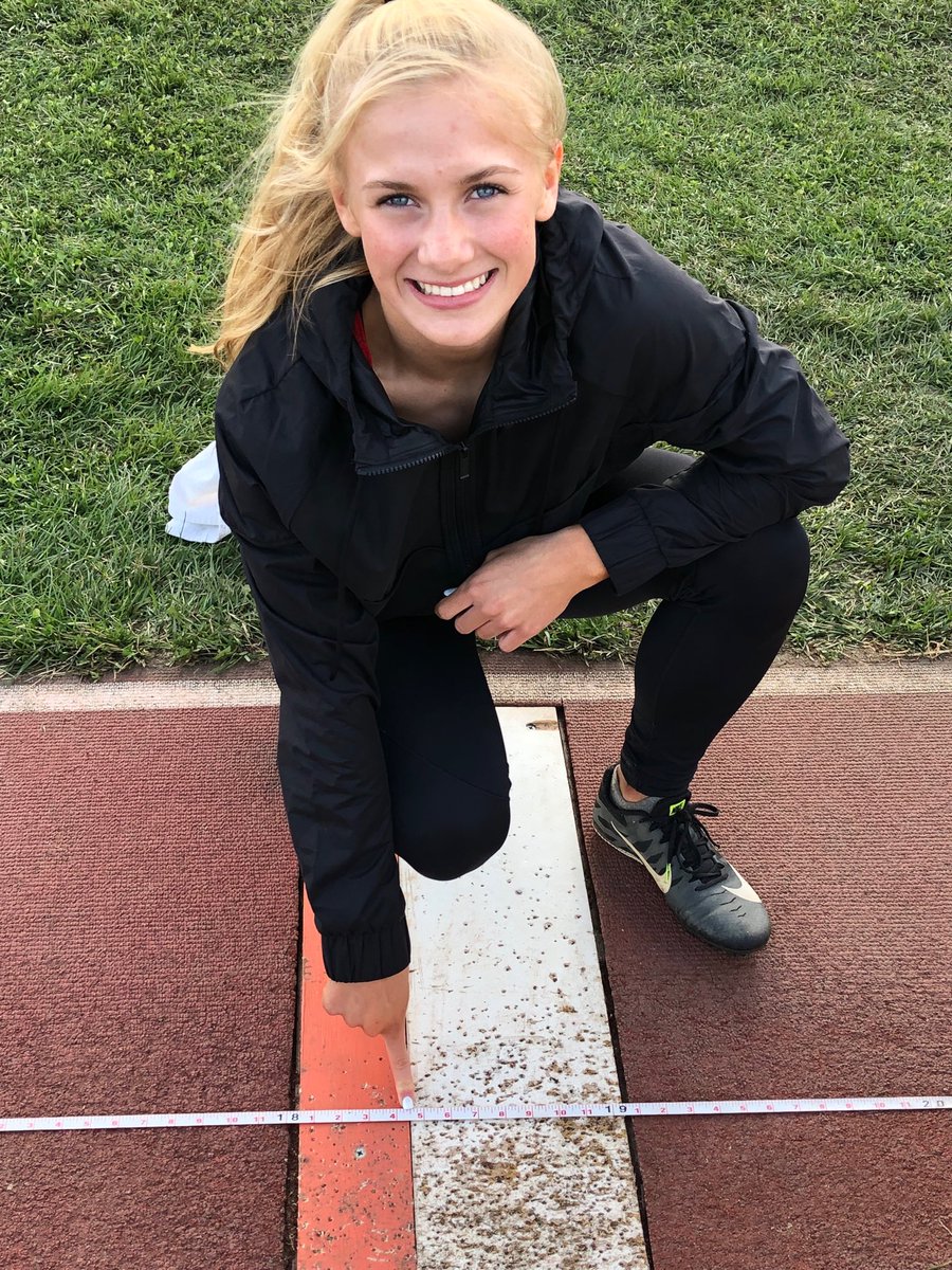 TroyBoomsma's tweet photo. Proud of Jaiden, she tied the YHS school record in LJ with the great Emma Stewart @ 18.4.5 #GoGazelles https://t.co/0YgDUQoVj4