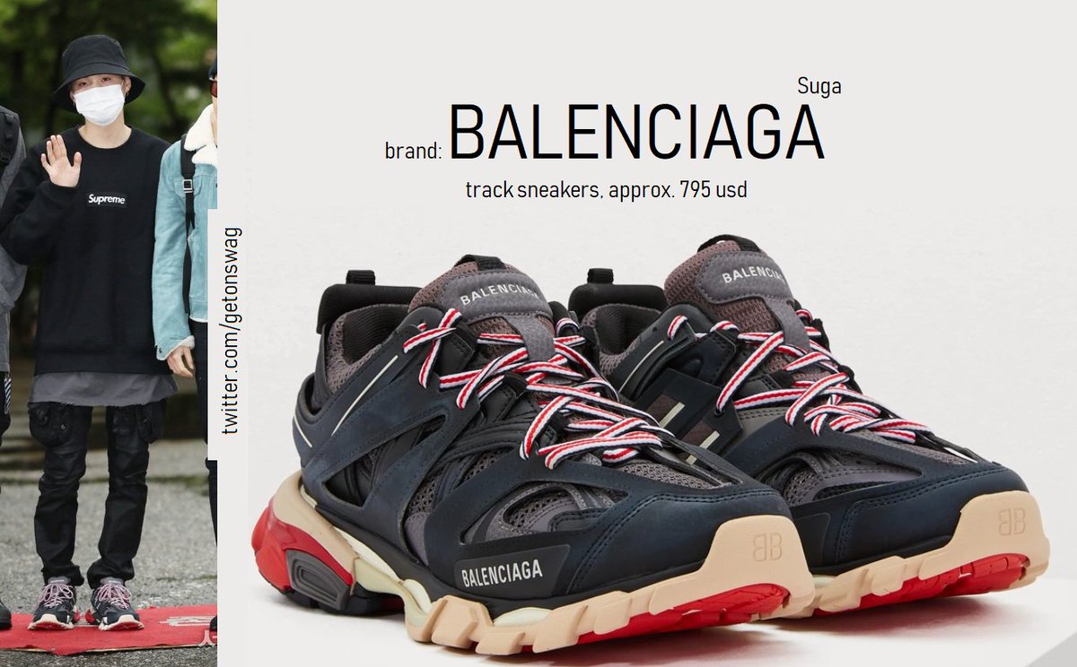 Balenciaga Black and Burgundy Track Sneakers