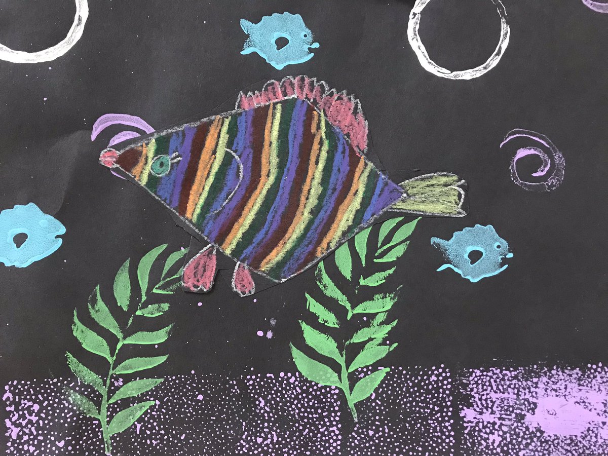 Paul Klee fish prints with 1st grade