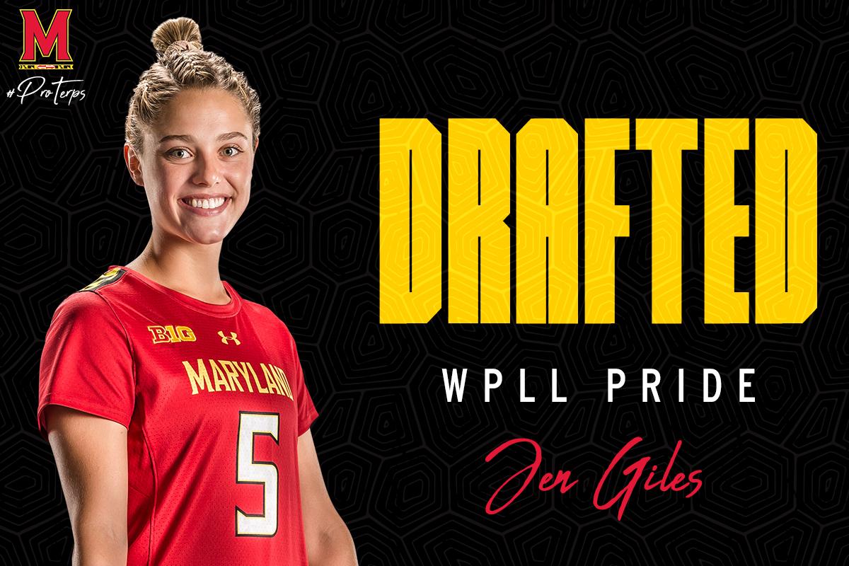 MarylandWLax's tweet photo. JEN GILES: DRAFTED!
@WPLLPride takes Maryland midfielders in back to back picks, Giles is selected 6th overall!!
#WPLLDraft || #FearTheTurtle https://t.co/Y481lvaiyr