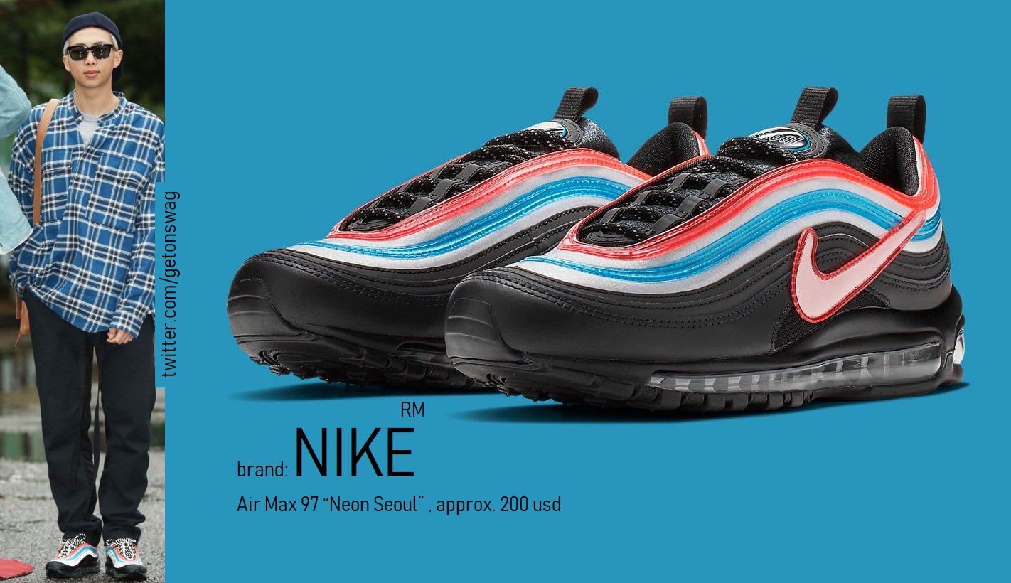 Beyond The Style Alex on X RM 190426 Music Bank arriving BTS NIKE Air Max 97 Neon Seoul https t JUoVAB20zh X