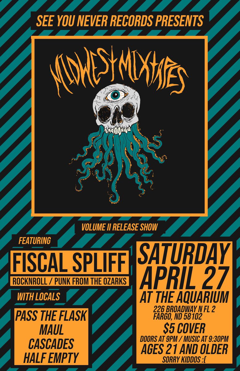 Come out to the release show with Fiscal Spliff, <a href="/MAUL701/">MAUL</a> <a href="/PTF666/">Pass the Flask</a> <a href="/CascadesND/">CascadesND</a> and Half Empty!!
