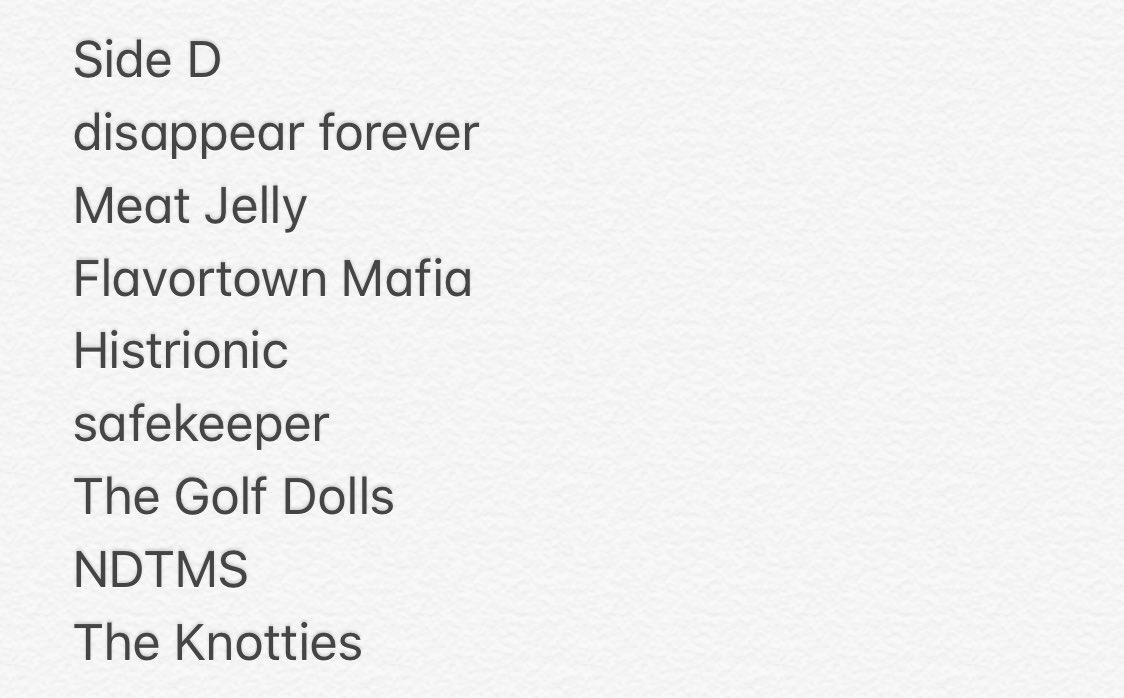 Here is a list of all the artists and bands on this release!!!