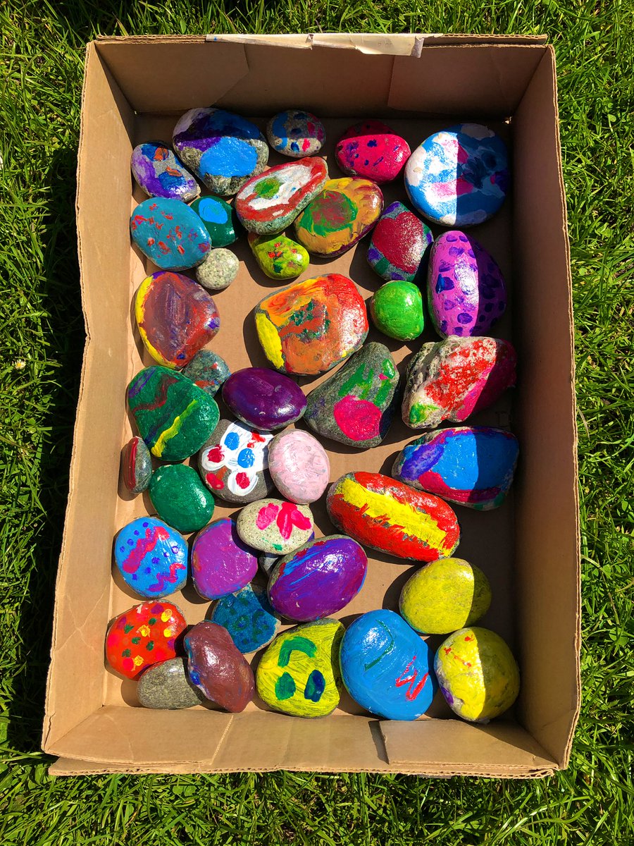 ep_fletcher's tweet photo. Today we had students share a rock they painted with their peers. They all set out to the park to find each others artwork in a huge rock hunt. All the rocks pictured were painted from the heart with others in mind. 🎨 https://t.co/OZFu3G8fUt