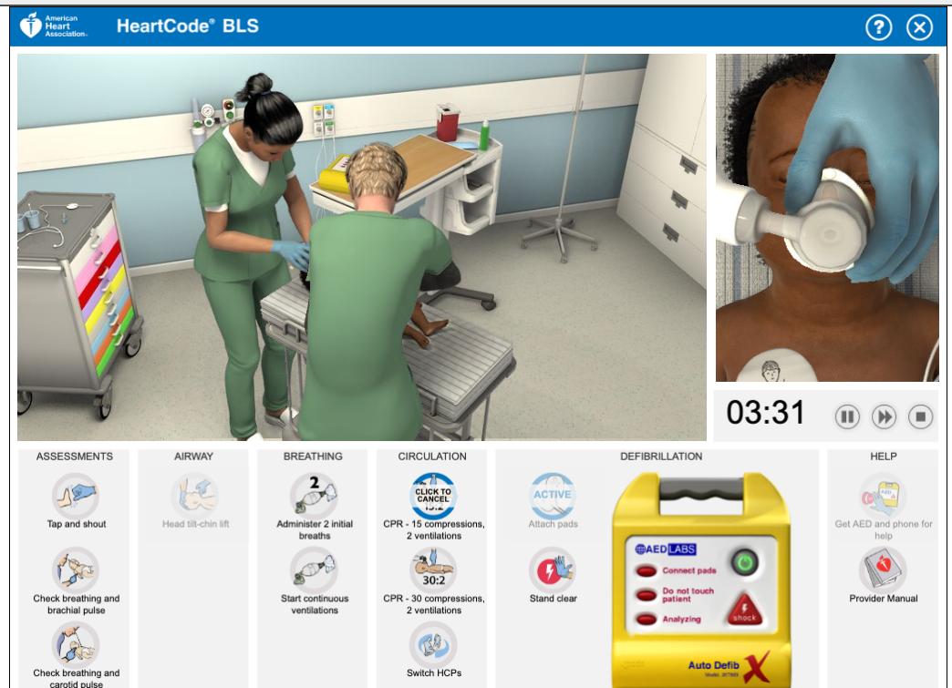 SarahMBelcher's tweet photo. The #OnlineLearning portion of my #BLS recert via @American_Heart #HeartCode #eSimulation platform felt genuine and facilitated learning. Also liked inclusion of #naloxone use and ability to tailor to work setting &amp; earn CEs 👏 https://t.co/8gS4Me5dby