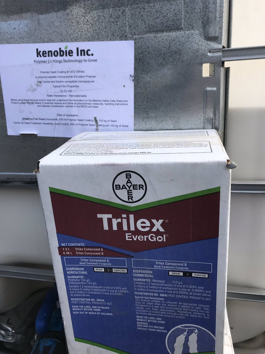 Had an awesome and long day <a href="/proudpeaceag/">Blaine Proud</a> treating peas. Always learning how to best serve my loyal customers and provide solutions. Trilex w/ kenobie polymer and cell-tech peat innoculant <a href="/Bayer4CropsCA/">Crop Science Canada</a> @KTuchschererBCS @AcceleronCA <a href="/USC_LLC/">USC, LLC</a> #plant19