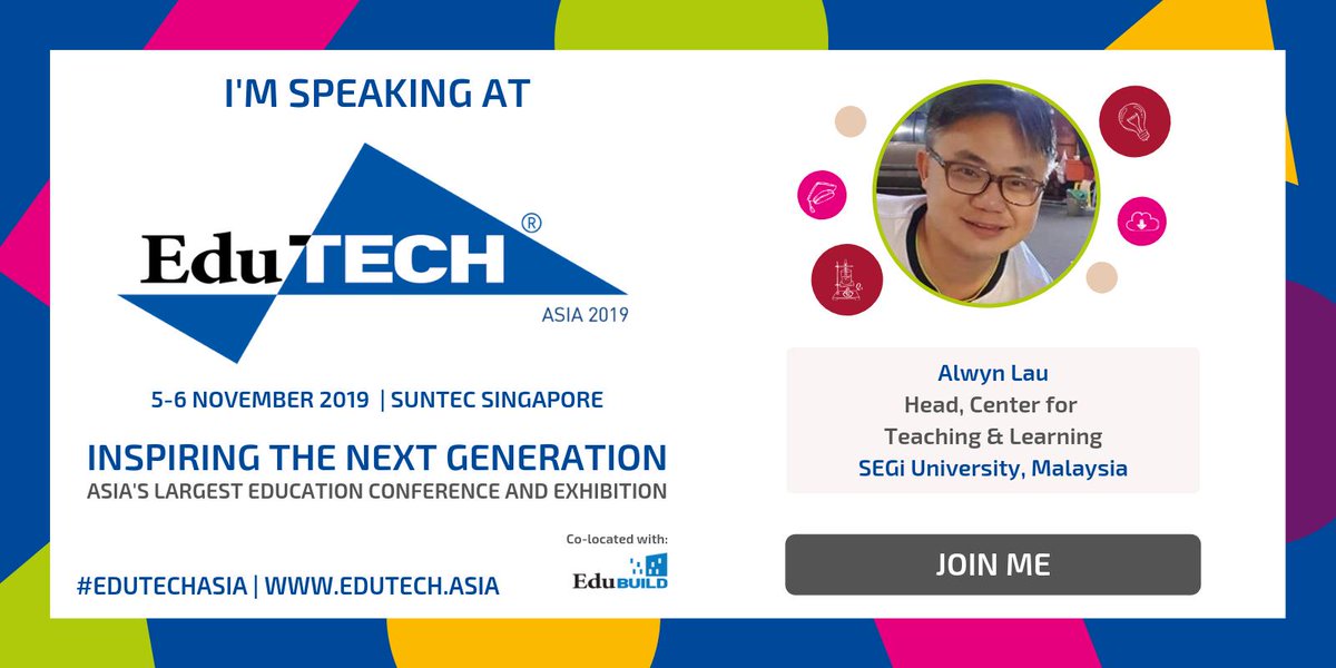 edutech_asia's tweet photo. Delighted to welcome Alwyn Lau of SEGi University, Malaysia as our speaker at #EduTECHAsia on 5-6 November in Singapore. He will be sharing on Nurturing the Anti-Fragile Student at the #teachtechtalks Theatre. Get your tickets now at https://t.co/fsmngUetnR https://t.co/PBdHwRnxv4