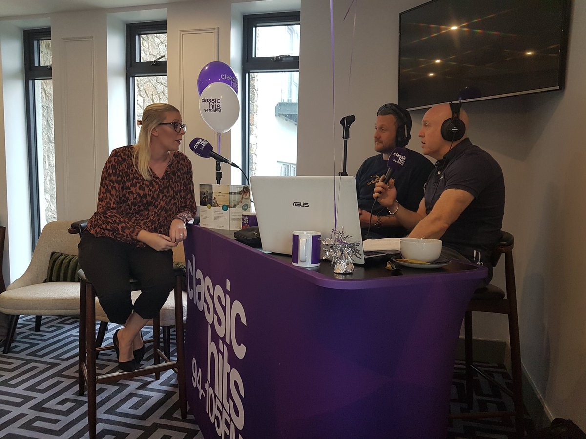Lisa O'shea from <a href="/ShorelineDublin/">Shoreline Hotel</a> chatting to PJ and Jim. The lads are live from Donabate!