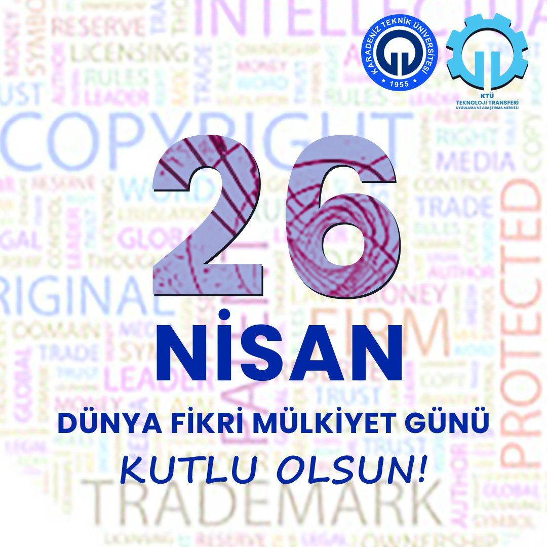 ttm_ktu's tweet photo. 26 Nisan Dünya Fikri Mülkiyet Günü ve Patent Haftası Kutlu Olsun
#ktü #ttm #patent #tpmk https://t.co/WrCjPgh9vi