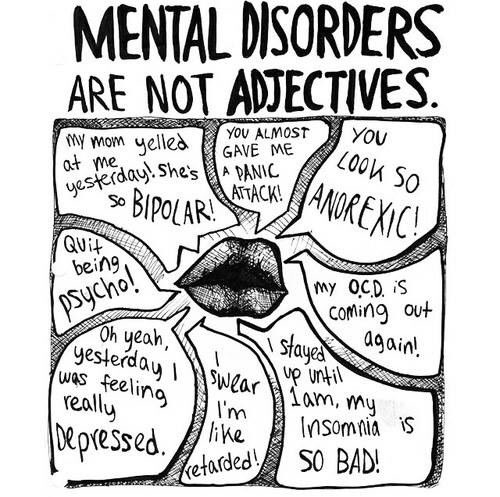 Kat_Finch's tweet image. Possibly my number one pet hate. Mental illness is mental illness, not a way to describe how you’re feeling. You wouldn’t say “I’m a bit tonsillitis” so don’t say “I’m a bit (insert mental illness)”!! #MentalHealth #MentalIllness #NotAnAdjective