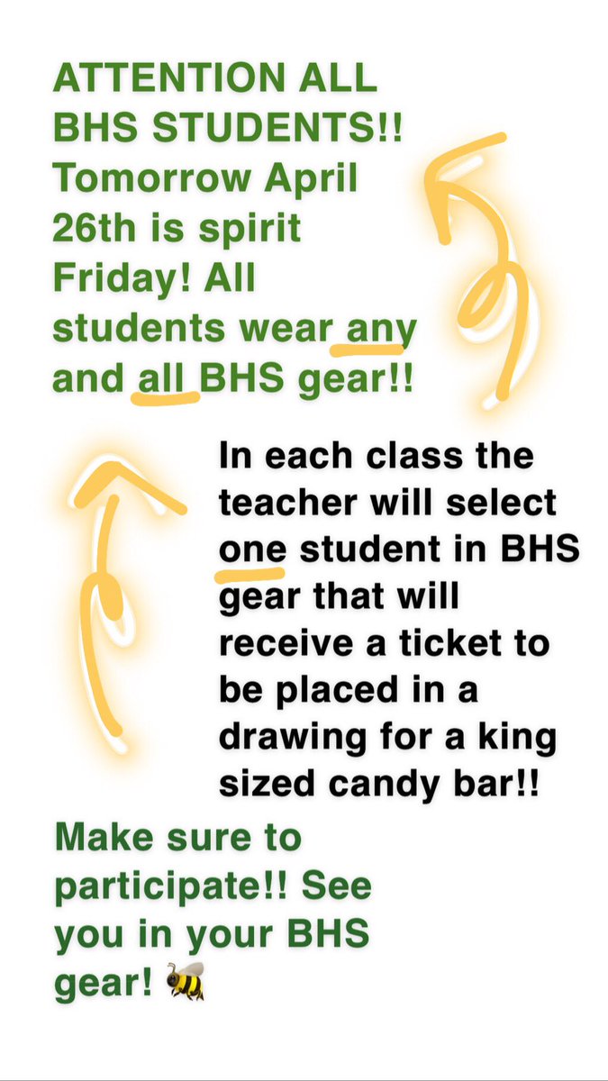 Don’t forget that tomorrow is... SPIRIT FRIDAY!!!!