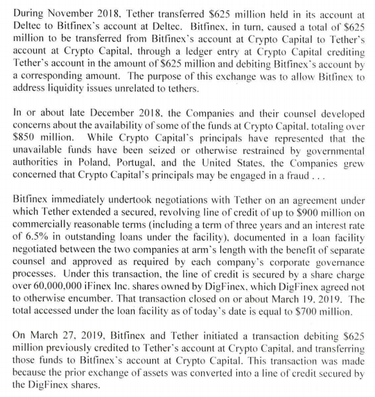 krugermacro's tweet photo. 1/ Digesting the Bitfinex New York AG probe

- Bitfinex has a $850M "hole" since late 2018

- The $850M are "stuck" with Crypto Capital, a third party payments processor used by Bitfinex

- Crypto Capital argues the $850M have been seized by govt authorities of various countries https://t.co/nkd1imWZbE