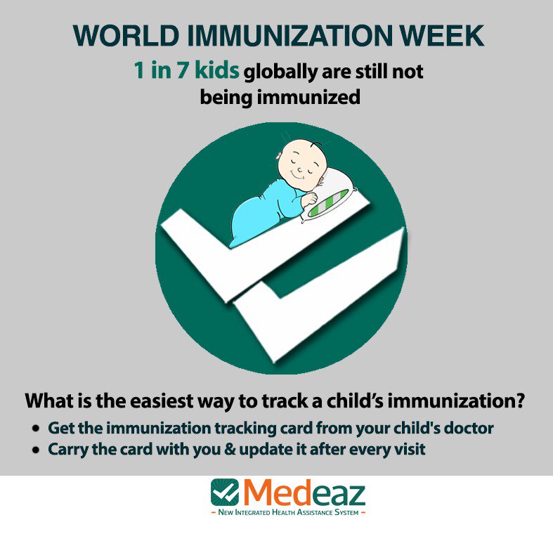 1 in 7 kids globally are still not being immunized.
#WorldImmunizationWeek 

#WorldImmunizationWeek2019 #ImmunisationWeek  #Immunization #childhealth #Medeaz #FridayMotivation @KTRTRS  @KTRoffice @GHMCOnline  @ts_health