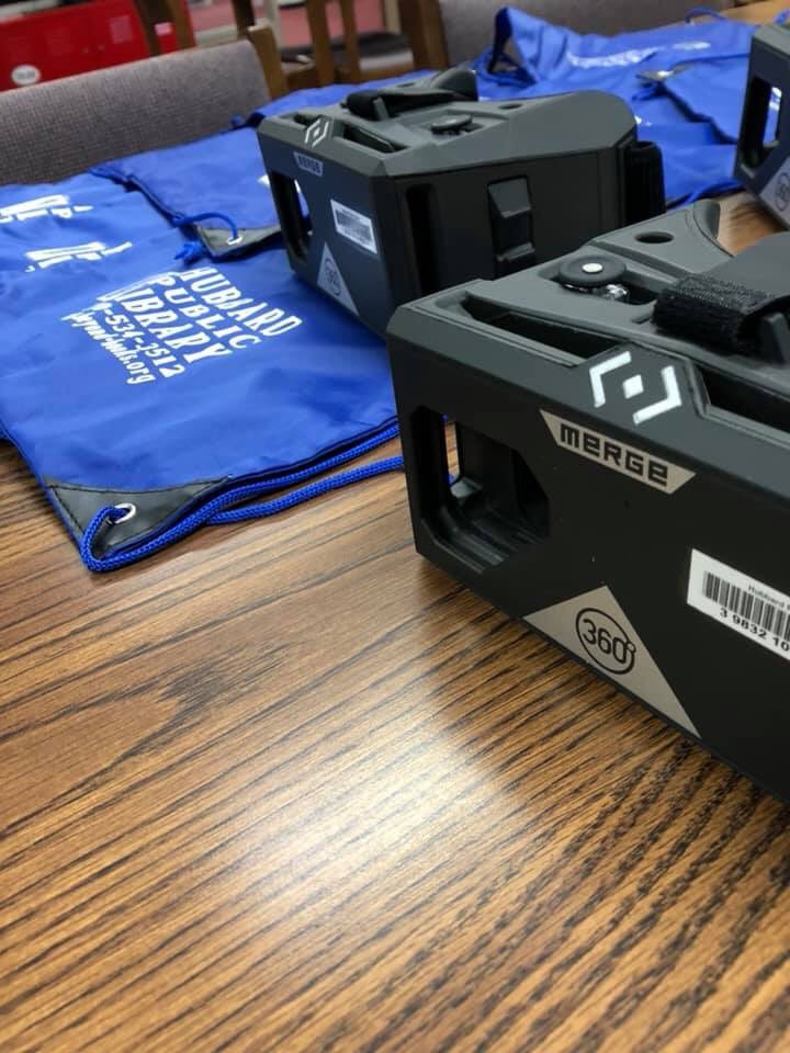HPLBeyondBooks's tweet photo. Merge Headsets are available for lending at HPL and throughout the Clevnet system! Need help creating AR/VR experiences or programs for your classroom or library? Ask us! https://t.co/RquJJ8k7by