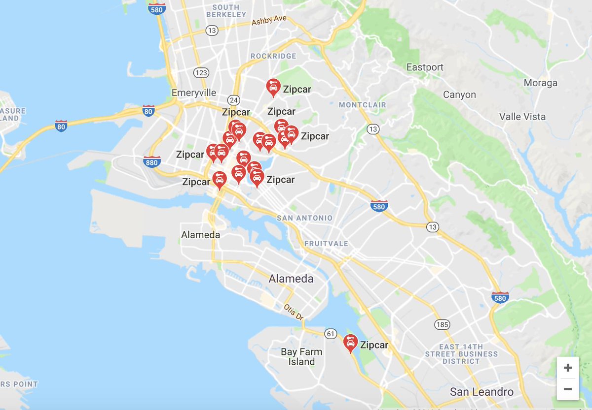 Byard Duncan On Twitter The Map On The Left Is Locations Where You Can Get A Zipcar In Oakland Per Google Maps The Map On The Right Is From A 2015