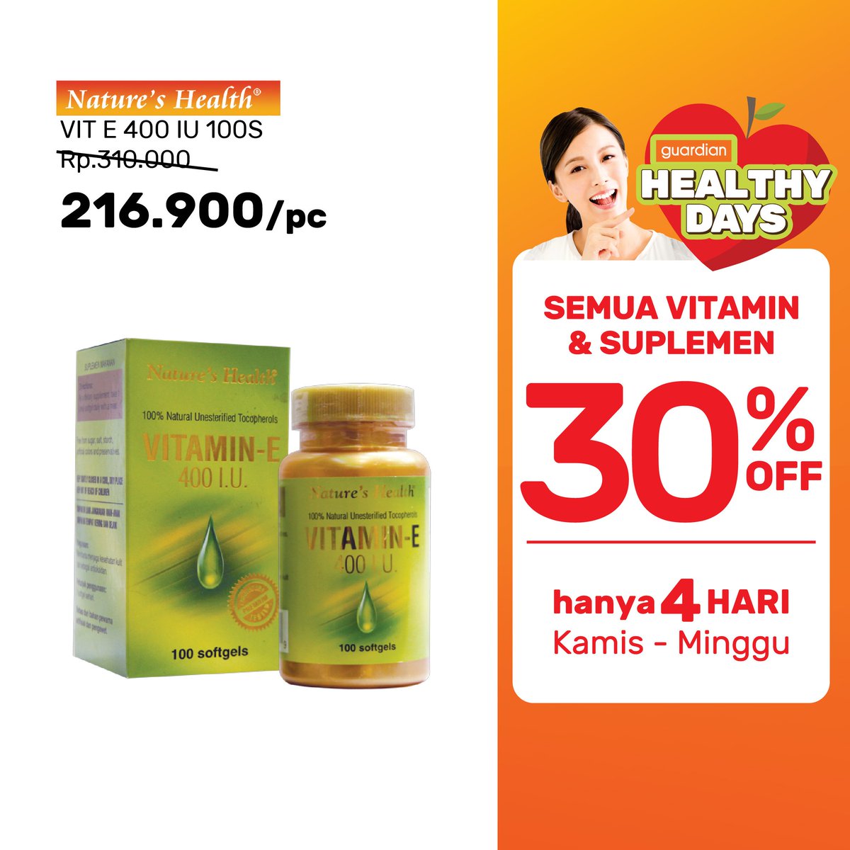 GuardianID's tweet photo. Karena sekarang lagi ada Healthy Days di Guardian dan diskon 30%, kita mau kasih rekomendasi vitamin dan suplemen dari brand Nature's Health nih! Klik gambar di bawah untuk tau info lengkapnya! #GuardianHealthyDays #SehatBarengGuardian https://t.co/sM7iosB55m