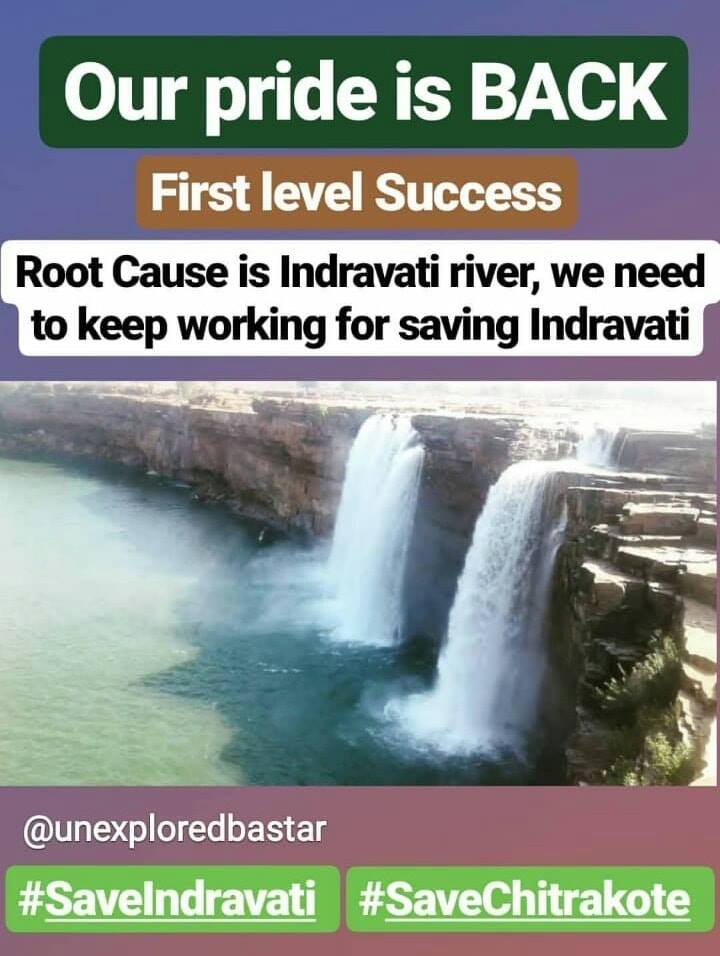ExploreBastar's tweet photo. The first phase of #SaveChitrakote is showing its results. Due to the collective efforts of all, Chitrakote Waterfalls, the widest waterfall of India has regained its glory. The root cause of this movement is to #SaveIndravati. https://t.co/W3vLhA5Lxv