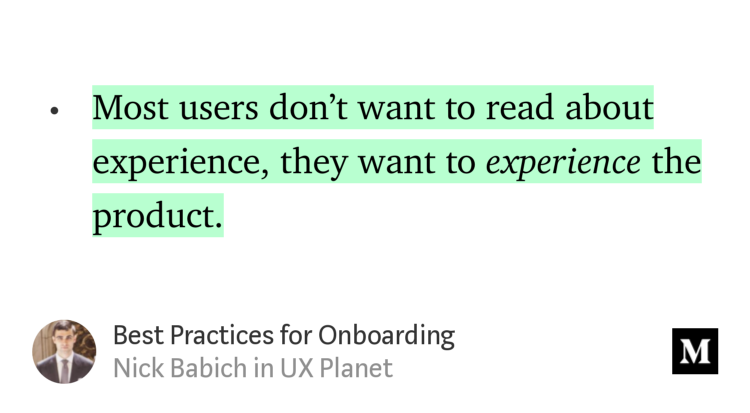 "Best Practices for Onboarding" - <a href="/101babich/">Nick Babich</a> uxplanet.org/best-practices…