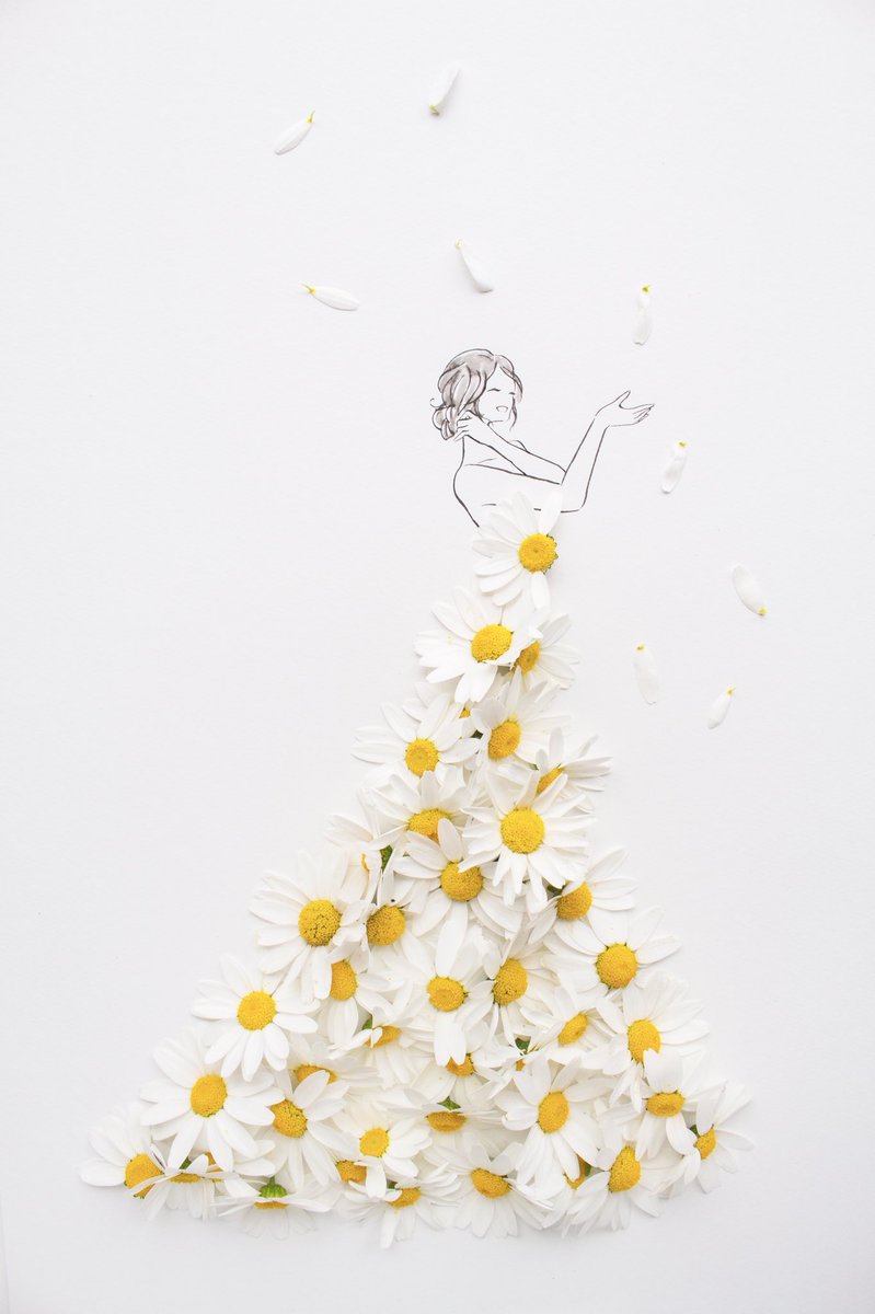 O Xrhsths はな言葉 ウェディングドレス Sto Twitter 花がら摘みをしたノースポールを使って描きました 花言葉は 清潔 愛情