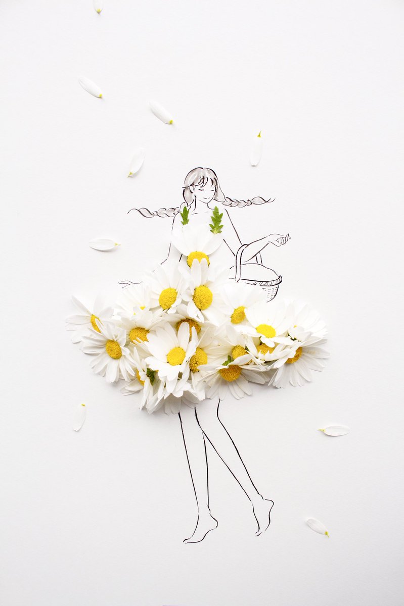 O Xrhsths はな言葉 ウェディングドレス Sto Twitter 花がら摘みをしたノースポールを使って描きました 花言葉は 清潔 愛情