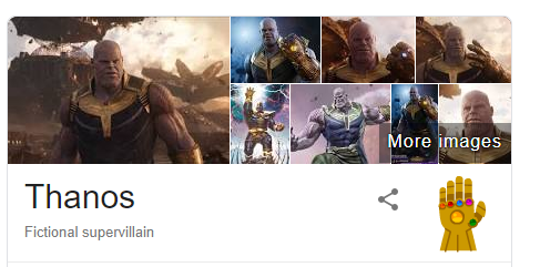 shivamujoshi's tweet photo. Go to Google and search "Thanos". Click on infinity doodle on right.
#AvengersEndgame https://t.co/gogtODzjb9
