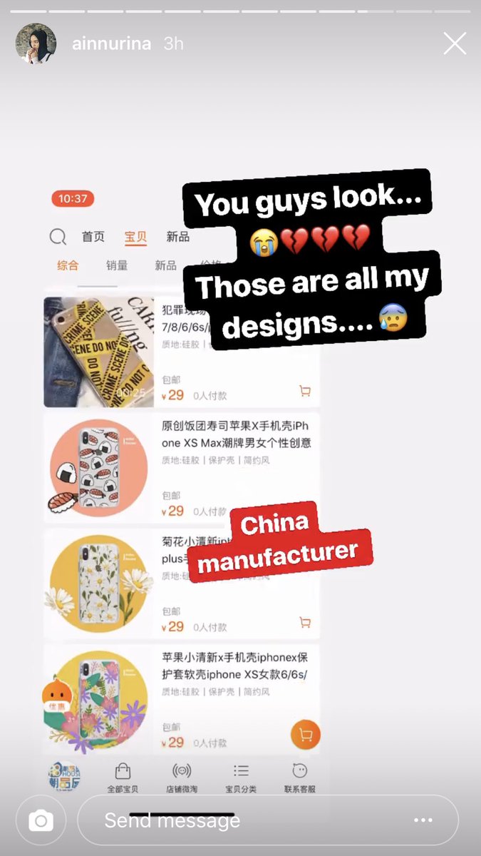 adamzainaal's tweet photo. the saddest thing about being an artist is when someone copies ur work without giving credit. Or worst, steal their work &amp; sell it. My friend here designed her own phone case for her (CASESBYWF) business. &amp; to see this really breaks my heart. https://t.co/pg29lF1paw